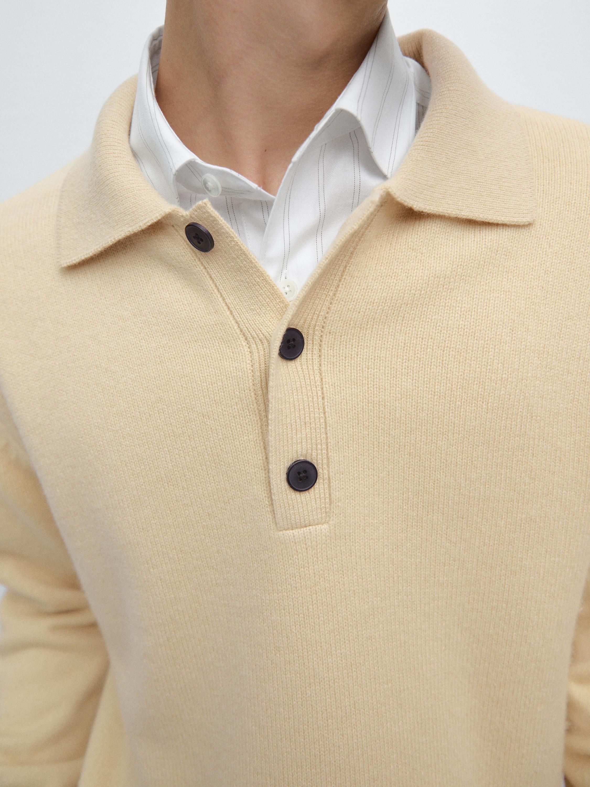 100% wool knit polo sweater